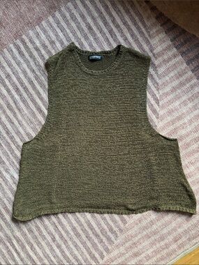 American Apparel Olive Green Sleeveless Crew Knit Vest